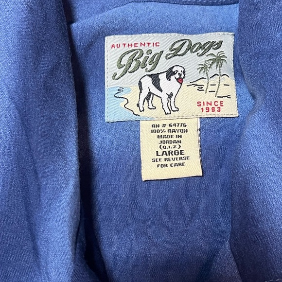 Big Dogs Vintage Hawaiian Shirt Tropical Beach Car Graphic Blue Large - Picture 2 of 12
